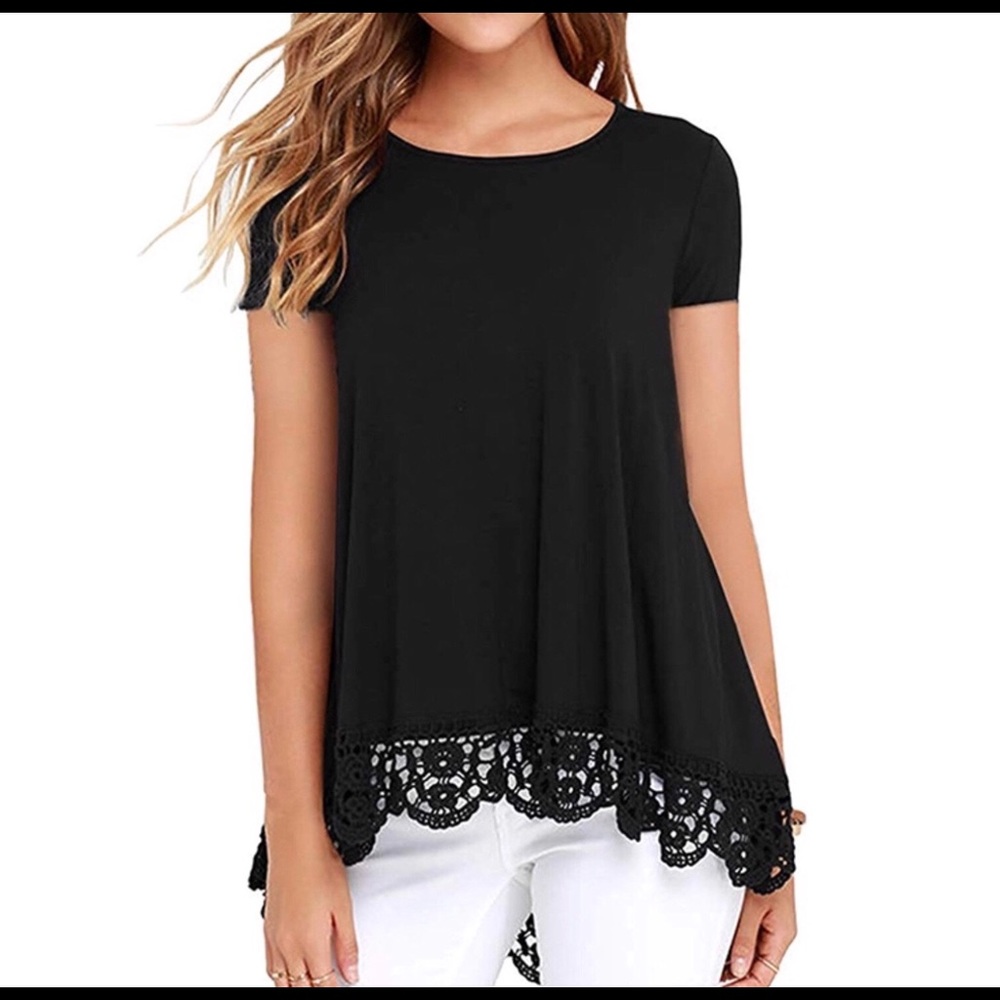 Sale! Black Lace Trim Top